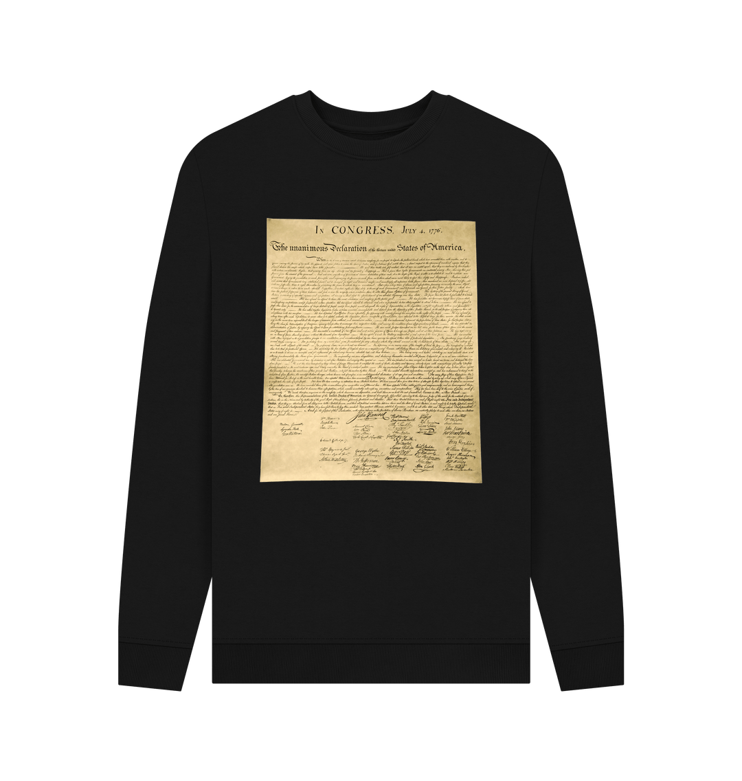 Black 100% Organic Cotton Declaration of Independence Sweatshirt for Limited Government Conservative Libertarians