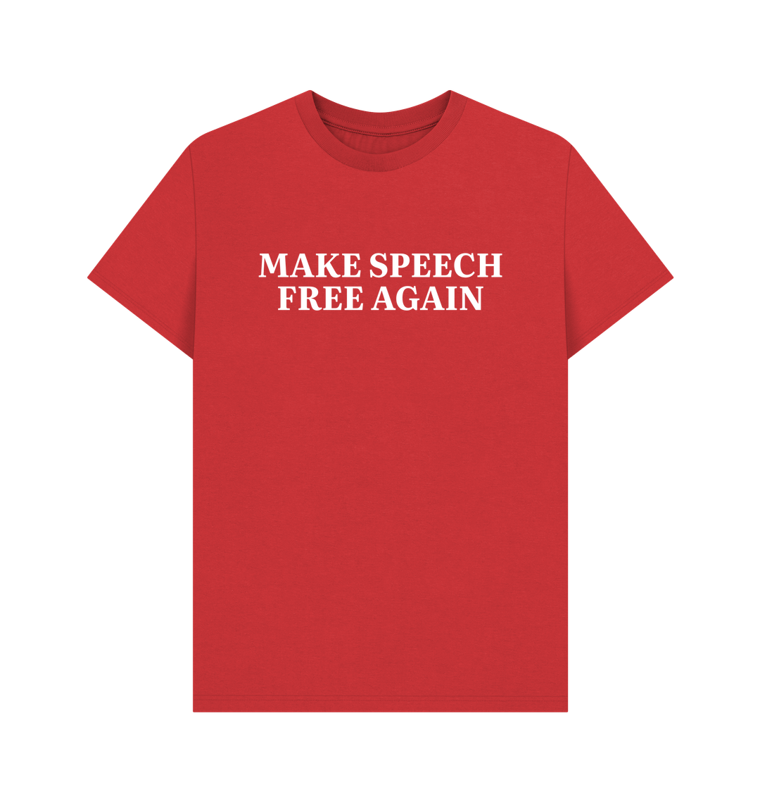 Red Make Speech Free Again Shirt 100% Organic Cotton T-Shirt 2024 Election Political Censorship MAGA Meme Tee