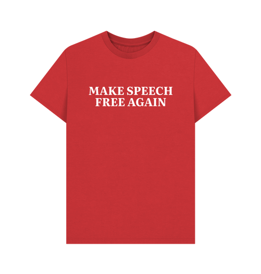 Red Make Speech Free Again Shirt 100% Organic Cotton T-Shirt 2024 Election Political Censorship MAGA Meme Tee