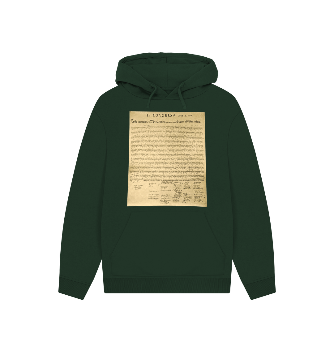 Evergreen Declaration of Independence Graphic 100% Organic Cotton Hoodie (Unisex)