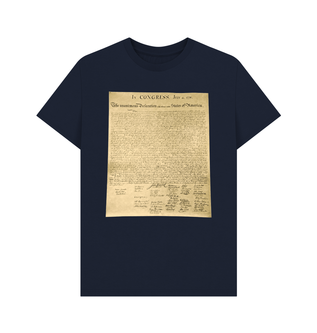 Navy Blue Declaration of Independence Shirt 100% Organic Cotton Graphic Tee Conservative Tee Shirts T-Shirt